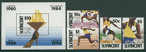 Сант-Винсент, Олимпиада 1980,1984, 1988, 1992, 4марки +  блок  